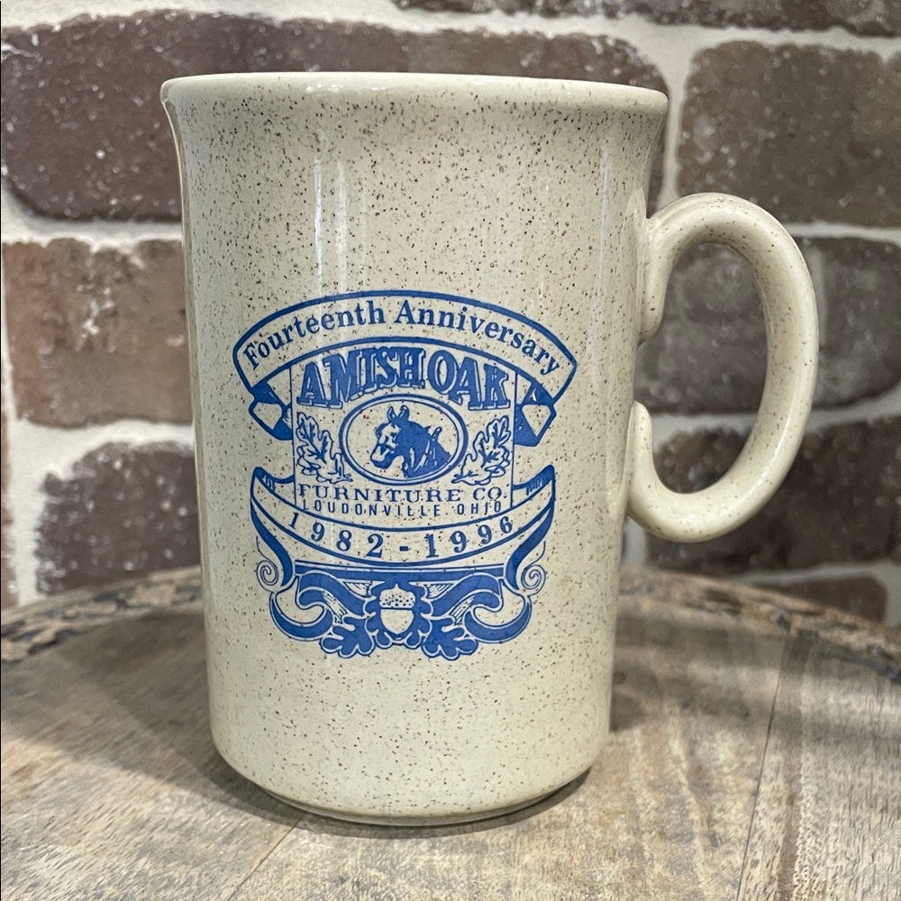 Vintage Fourteenth Anniversary Amish Oak Furniture Tams Made England Coffee Mug